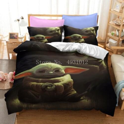 3D Printing Star Wars Baby Yoda Bedding Set Boy Home Textile Twin Full Queen King Size Duvet Cover Pillow Case All Seasons
