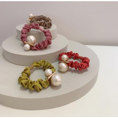 Korean niche temperament pattern pearl buckle hair ring small intestine ring tie hair rubber band Korean style head rope ins