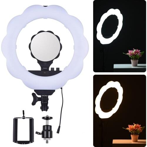 SL-107 Ring LED Video Light Fill Light with Makeup Mirror 384pcs SMD LEDs 2700 Lumens 3000K-6000K Color Temperature Ra95