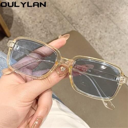 Oulylan Small Sunglasses Women 2021 Fashion Square Sun Glasses for Men Brand Designer Blue Sunglass Lady Vintage Shades UV400