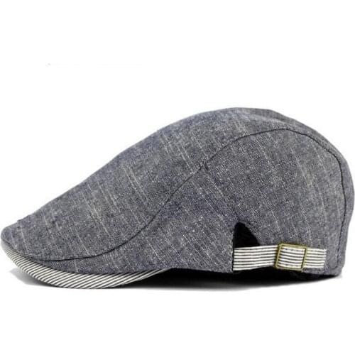 Mens Vintage Cotton Beret Cap Casual Sunshade Newsboy Peaked Caps Forward Hats Adjustable Paper Boy Cabbie Golf Gentleman Cap