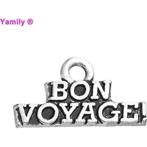15pcs-- 18x10mm Zinc alloy bon voyage Letter charm pendant for Necklace bracelet diy jewelry making