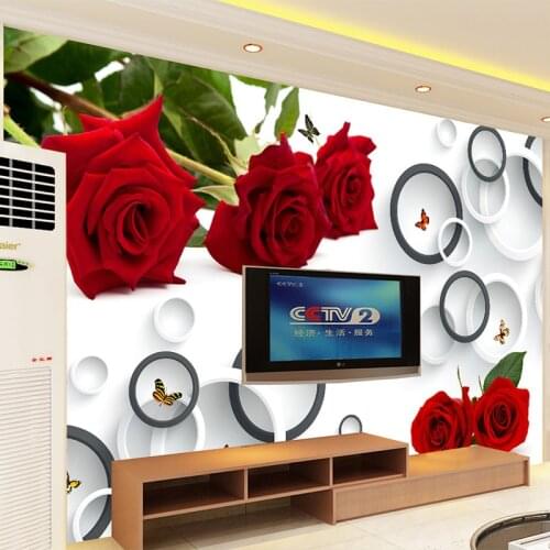 Custom Wall Cloth 3D Stereo Rose Circle Photo Murals Wallpaper Modern Creative Living Room TV Sofa Wedding House Backdrop Wall
