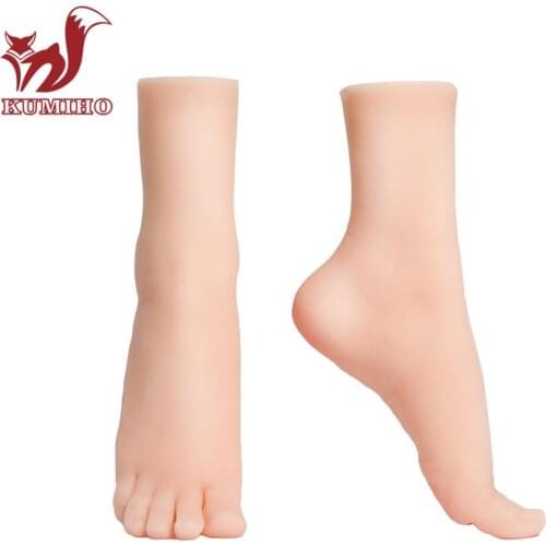 KUMIHO Realistic Silicone Female Foot Models with Nails Flexible for Jewelry Display for Cosplay Performance Stage props