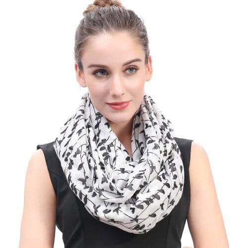Premium Quality Birds on Tree Print Womens Infinity Loop Scarf Snood Gift Accessory