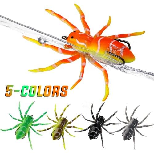 Sougayilang 5PCS-7G-7.5CM Fishing Lures Spider Baits with Hooks Hot Sale Soft Lure for Freshwater Saltwater Bass Bait Tackle