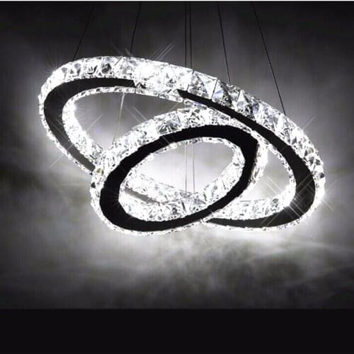 Contemporary Hot sale Diamond 2 Ring LED K9 Crystal LED Chandelier Light Modern Crtstal lamp Circles High-grade light