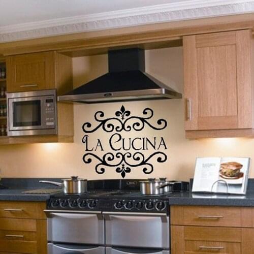 Modern Italian La Cucina Kitchen Wall Decal Cook Cooking Chef Flower Wall Sticker Restuant Vinyl Home Decor