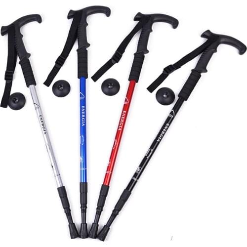 Outdoor Sports Climbing Telescopic Folding Walking Stick Hiking Mountain Climbing Crutches Men And Women Equipment