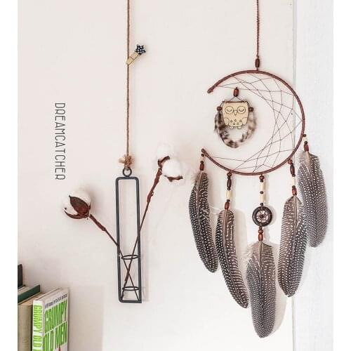 Room decoration owl dream catcher net interior home decoration bedroom pendant feather India dreamcatcher girl valentine gifts