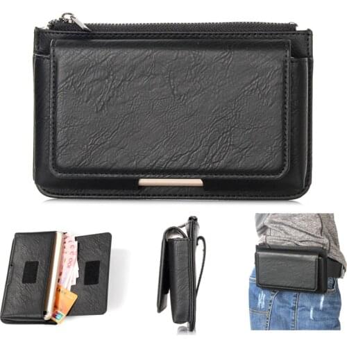 Universal Casual PU Leather Phone Pouch For Samsung iPhone Huawei Xiaomi Cover Waist Holster Bag Belt Case Fundas Card Holder