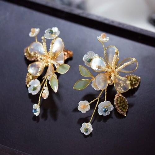 Handmade Baroque Vintage Rhinestone Brides Ear clip Evening Earrings Prom Hair Jewelry E