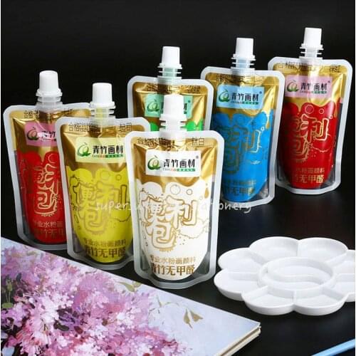 Green Bamboo Gouache Pigment 100ml Color Painting Jelly Pigment Refill Bag for Art Students Portable Filling