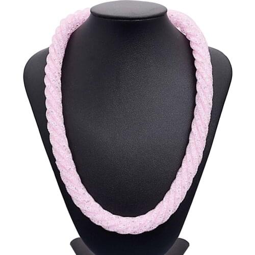 Miasol Unique Designed Twist Mesh Chain Crystal Necklaces With Tiny Resin Crystal Statement Necklaces For Women Gifts 4 Colors