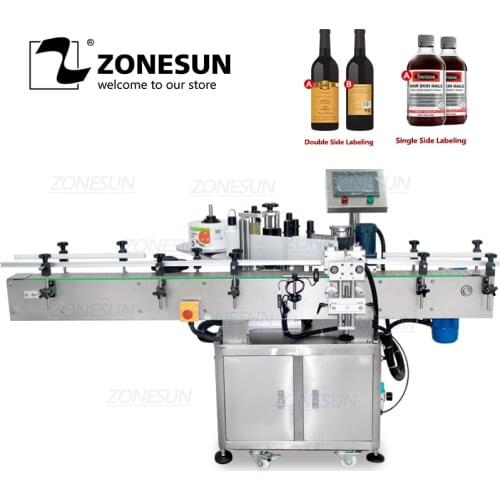ZONESUN Automatic Tube Round Wine Can Jar Water Milk Bottle Sticker Roll Labeling Machine Label Dispenser Machine