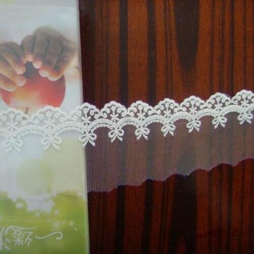14.5-15Yards Bow Tie Lace Trims Mesh Tulle Embroidery Fabric White Garment Accessories DIY Sewing Crafts
