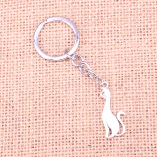 20pcs cat Keychain 34*14mm Pendants Car Key Chain Ring Holder Keyring Souvenir Jewelry Gift
