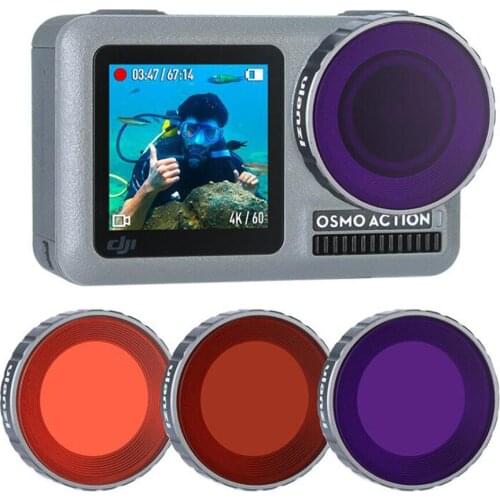 3 in 1 Enhances Colors Dive Filter Kit - Red / Purple / Crimson Filters for DJI OSMO Action Camera Diving Housing