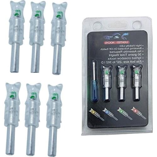 6X Green Automatically Led Lighted luminous tail Crossbow Arrow Nock with 2X Screwdriver