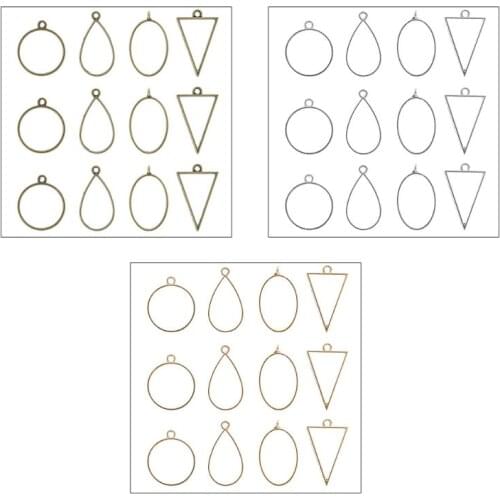 Free shipping 12 Pcs/set DIY Metal Epoxy Resin UV Molds Border Geometric Hollow Pendant Making Frame Crafts Jewelry Accessories