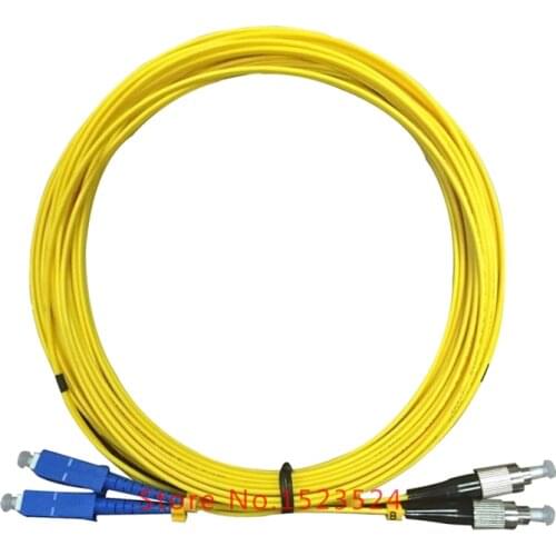 Free Shipping 5pcs/lot SM 9/125 Duplex PVC 2.0mm 10M SC-FC Fiber Optic Jumper Cable SC/UPC-FC/UPC Duplex Fiber Optic Patch Cord