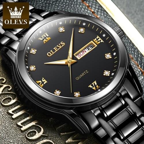OLEVS Top Brand Luxury Mens Watches Luminous Waterproof Stainless Steel Watch Quartz Men Date Calendar Business Wristwatch