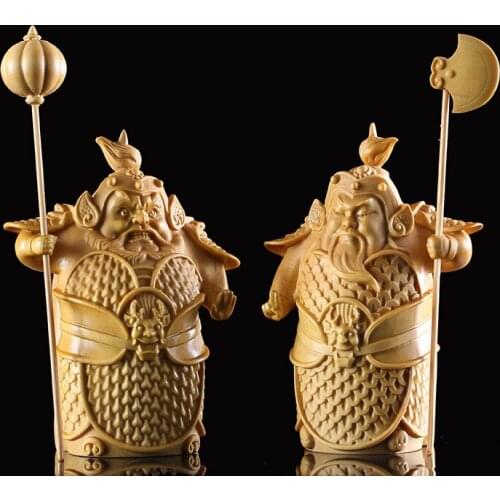 Wooden Home family Patron saint carved wooden character creative small Chinese