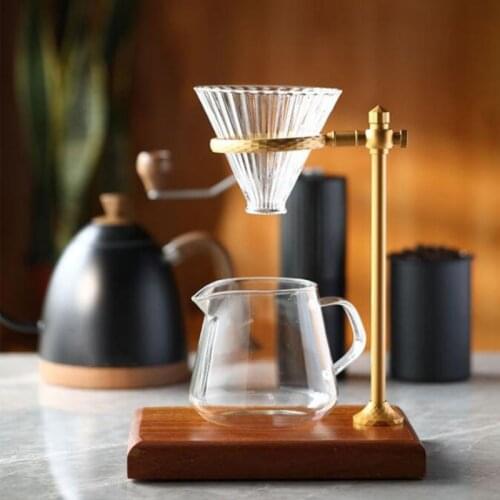 Dropship Pour Over Coffee Maker Stand with Vintage Wooden Base Adjustable Height Rack Dripper Filter Holder for Manual Brewing
