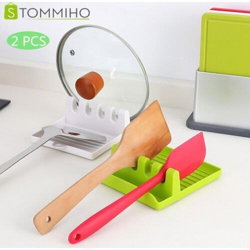 STOMMIHO Spoon Holders Pot Lid Holder 2 PCS Kitchen Storage Fork Spatula Rack Shelf Organizer Kitchen Tools Accessories
