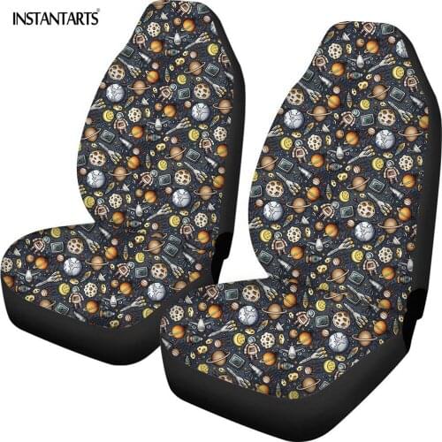 INSTANTARTS Cute Space Astronauts Famous Design Front Seat Protector Comfortable Best Vehicle Seat Protector Bucket Seat Cover