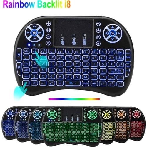 English Russian backlit i8 Mini Wireless Keyboard 2.4GHz Air Mouse Touchpad Handheld Remote Control for X96 MAX+ Android TV BOX