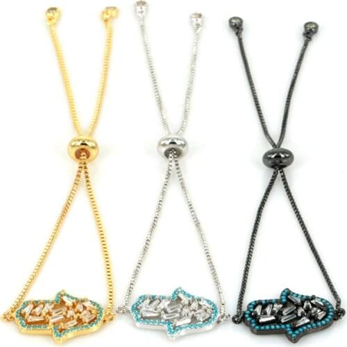 Box Chain Party Jewelry Adjustable Bracelet For Women Hamsa Charm Blacelets & Bangles Friend Gift ( LDBR-016)