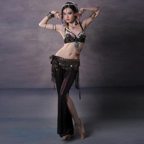 Women Tribal Style Belly Dance Costume 3 Pics Bra&belt&pants 34b/c 36b/c 38b/c Colour 3