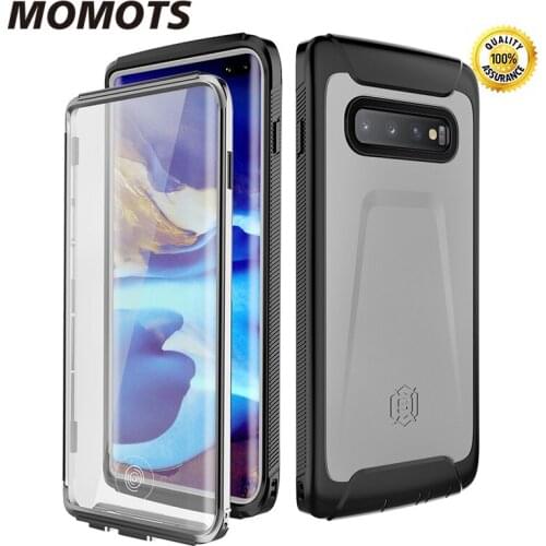 MOMOTS Shockproof Armor Case for Samsung Galaxy S10 S10 Plus Silicone Bumper Case 360 Full Protection Back & Front Phone Cover