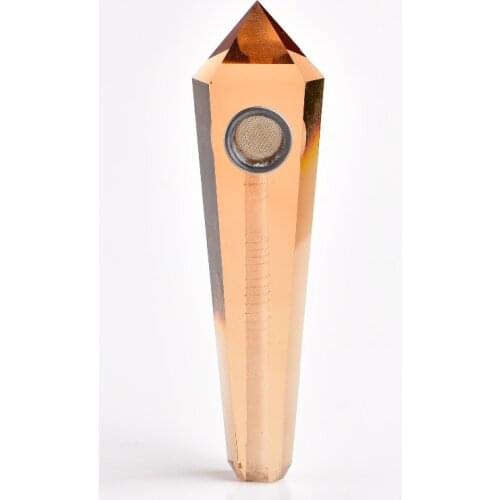 2017 Newest Hot sale Yellow glass crystal smoking pipe + strainer quartz stone healing wand Free Shipping X33