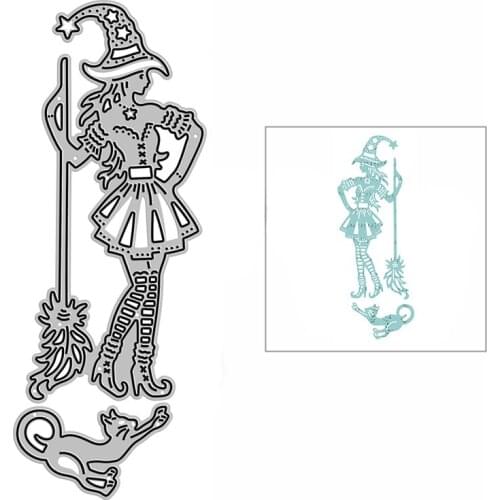 New Magic Witch Cat Broom Craft Embossing Mold 2021 Metal Cutting Dies for DIY Decor Scrapbooking Album and Card Making No Stamp