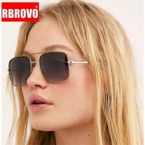 RBROVO 2021 Vintage Alloy Square Sunglasses Women Fashion Retro Small Female Sun Glasses UV400 Eyewear Shopping Accessories