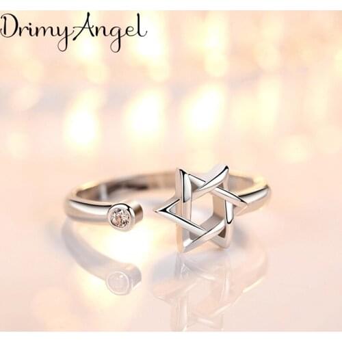 Vintage Handmade Silver Color Star Rings For Women Men Adjustable Size Christmas Gifts Party Rings Personality