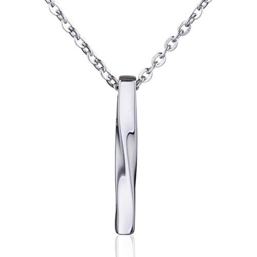 Rectangle Bar Necklace Men Waterproof Stainless Steel Chain Silver Color Pendant Trendy Simple Necklaces For Men Jewelry Gifts