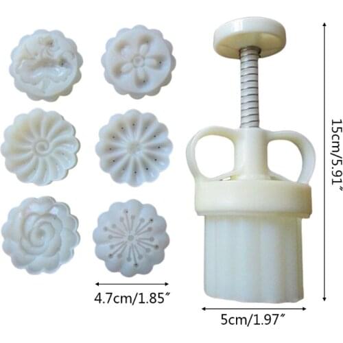 P9YE Adjustable Mooncake Mold 50g Flower Stamp Cookie Cutter Mould DIY Baking Accessories Mid-Autumn Festival Kitchen Gadgets