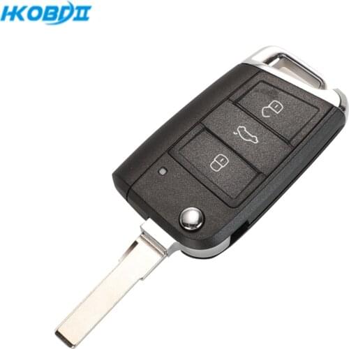 HKOBDII MQB System 3 Button 315MHz Semi-Intelligent Remote Key HU66 forVW forSkoda Silver Tail (With Concave Position) 3 Buttons