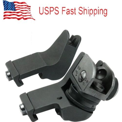 US 1Pair Front and Rear 45 Degree Offset Rapid Transition BUIS Backup Iron Sight Set for 20mm Picatinny/Weaver Rails Hunting