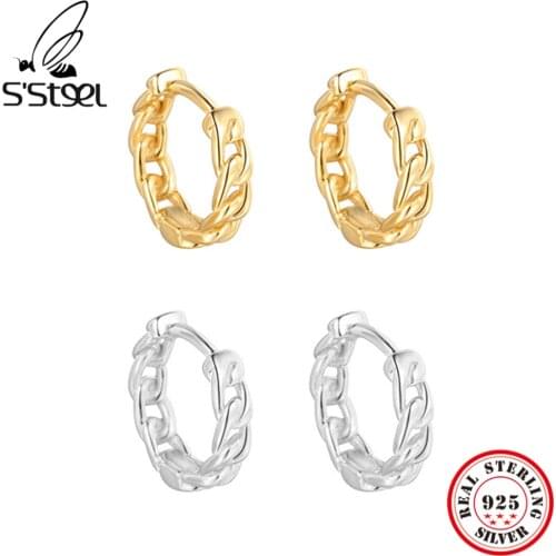 SSTEEL 925 Sterling Silver Womens New Fashion Temperament Simple Hoop Earrings For Women Minimalist Punk Accessories Jewelry