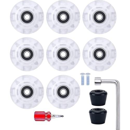Top!-8 Pcs 82A Roller Skate Wheels with Bearings and 2 Toe Blocks for Double-Row Skating,Quad-Skating for Outdoor or Indoor