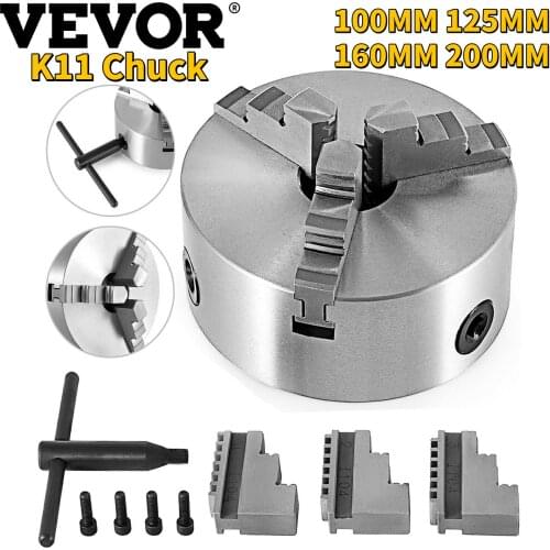 VEVOR 3 Jaws Manual Lathe Chuck for CNC Lathes Grinding Milling Machine K11-100 K11-125 K11-160 K11-200 K11-250 Self-Centering