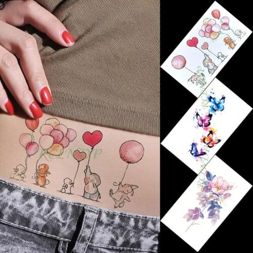 Waterproof Temporary Tattoo Sticker rabbit elephant balloon butterfly flower tatto flash tatoo fake tattoos for women men kid