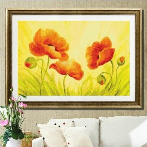 Embroidery Package Cross Stitch Kits Unopen New Luxurious Colorful Poppy Flower Free shipping