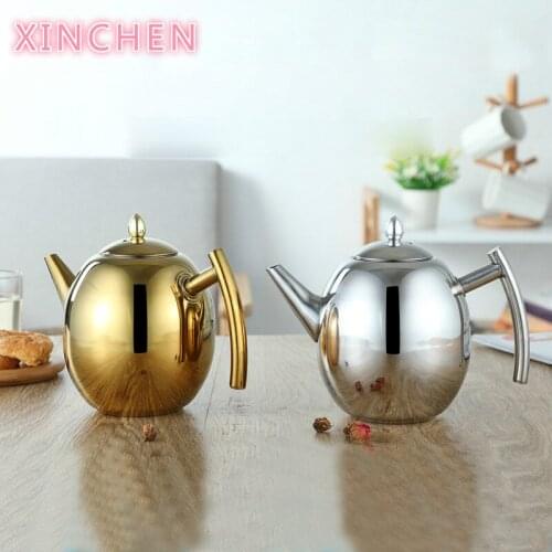 XINCHEN 1L/1.5L Belly Shape Thicker Tea Pot Linner With Filter Design Water Kettle 304 Stainless Steel High Quality Tea Kettle