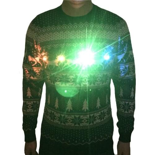 Funny Knitted Reindeer Light Up Ugly Christmas Sweater for Men and Women Hilarious Mens LED Ugly Xmas Sweaters Pullover Jumper