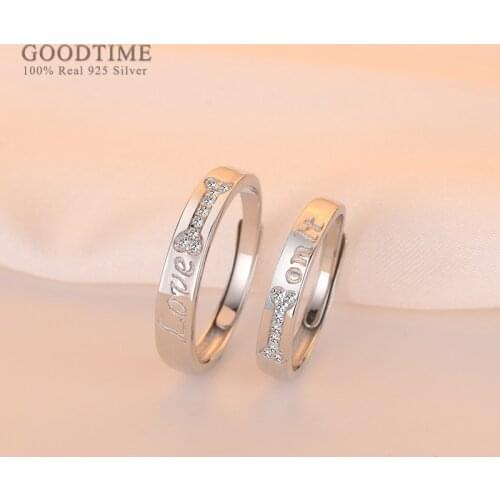 Fashion Couple Rings Lovers Rings Pure 925 Sterling Silver Jewelry Wedding Bridal Women Anniversary Zircon Rings